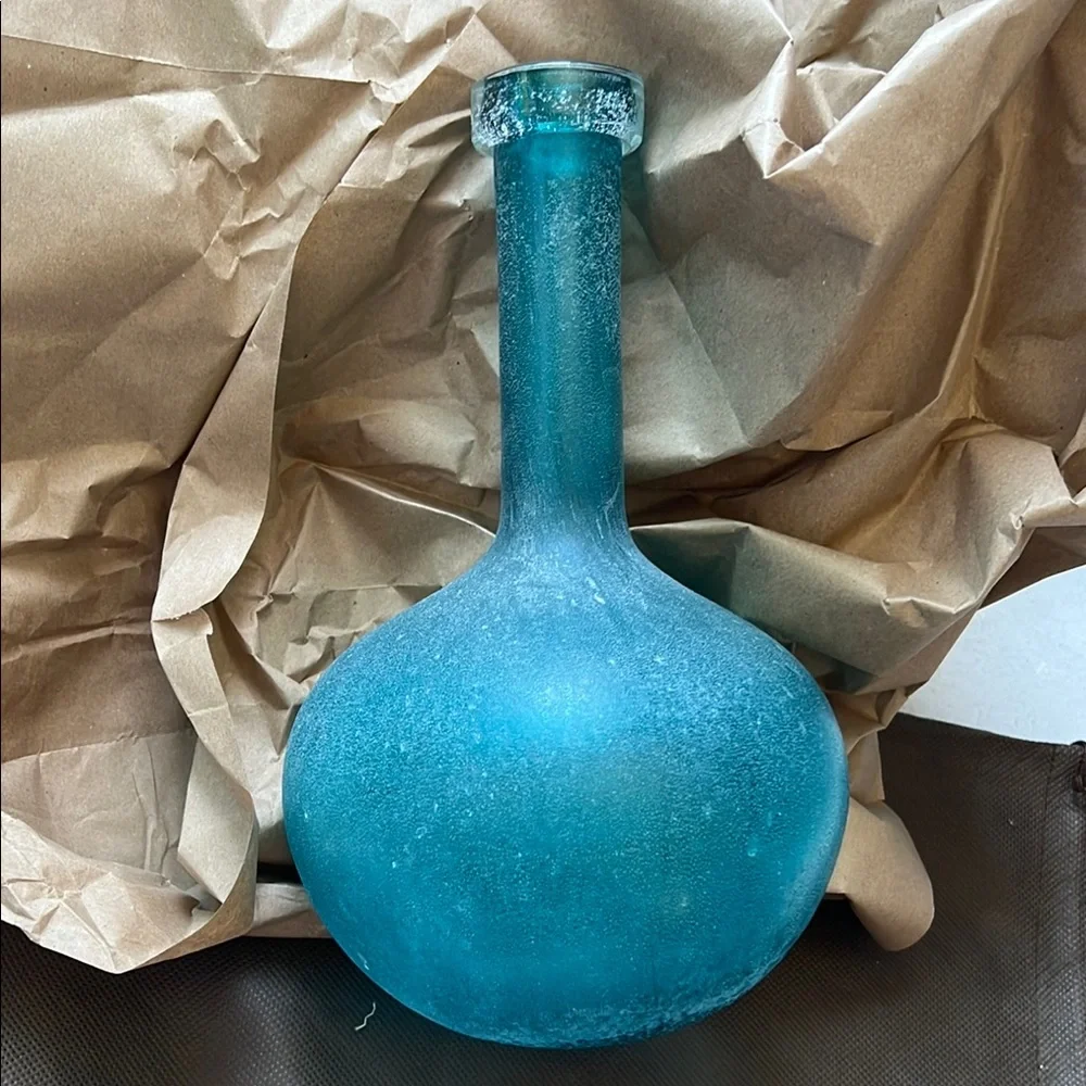 West Elm Blue Glass Vase - Picture 1 of 4